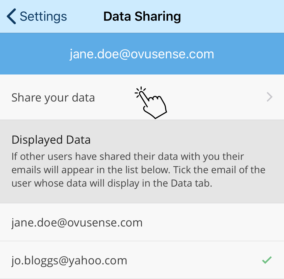 Tap on Share your data